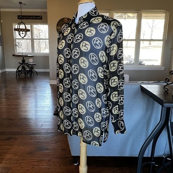 Vintage Paolo Santini Silk Blouse Black Gold Logo No Tag Measures 8 10 Medium - Picture 8 of 16